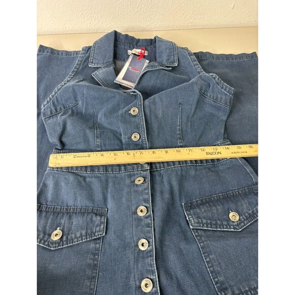 VTG Neways Sz 38 (8) Maxi Button Comfy Dark Denim Dress Sleeveless Collared NWT - Picture 6 of 10